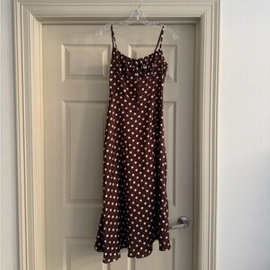 SHEIN Brown Polka Dot Midi Slip Dress